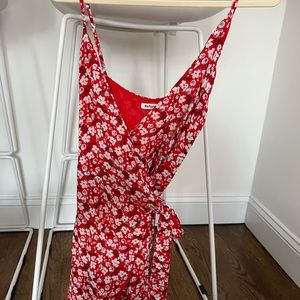 reformation wrap mini dress